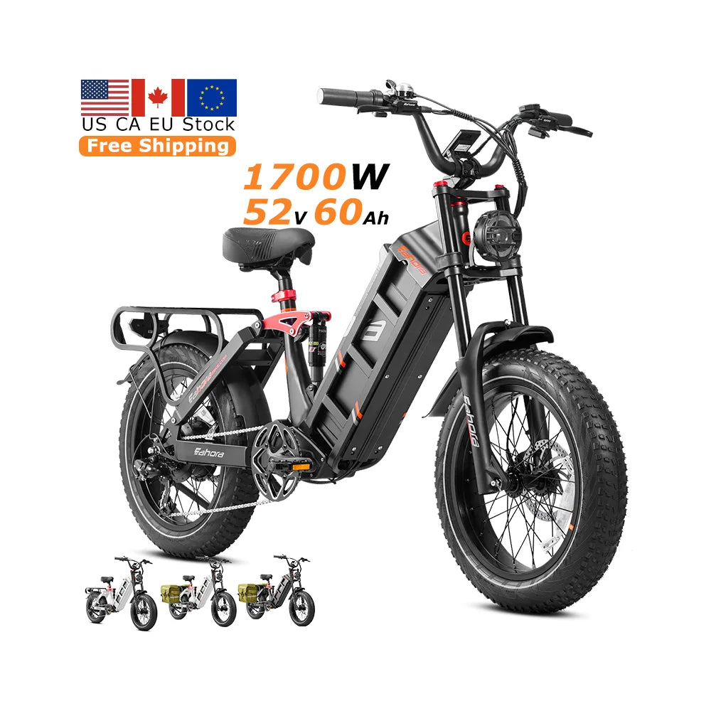 KTX-893139 Eahora Juliet 2 Electric Fat Tire City Bike 250W 52V 60Ah Long Range Hybrid with 7-Speed Gears