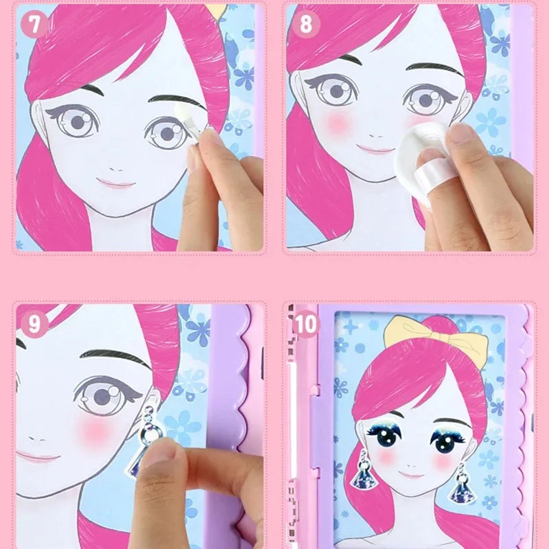 KTX-893267 Pretend Play Makeup Set for Girls - Non-Toxic Cosmetic Toys with Drawing Board and Storage Box