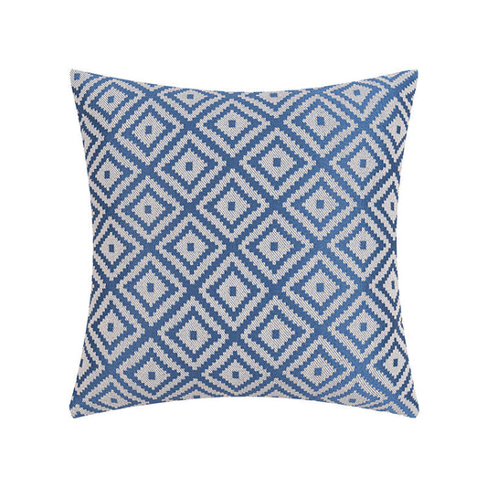 KTX-893395 Nordic Geometric Pattern Jacquard Pillow Cover – Double-sided Woven, Cyan Blue Yellow, 30x50cm & 45x45cm