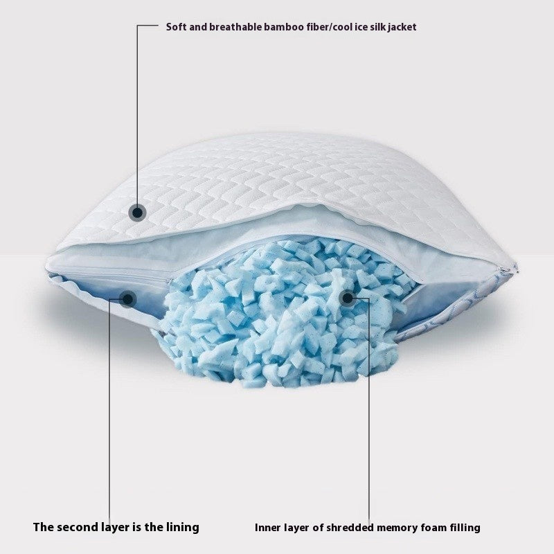 KTX-893907 Cool Touch Memory Foam Pillow - Crushed Sponge Design, Available in Multiple Sizes