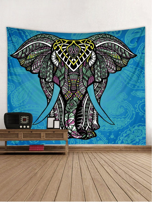 KTX-894291 Colorful Elephant Wall Tapestry – Vibrant Art for Home Décor (150x100cm, 150x130cm, 150x230cm)