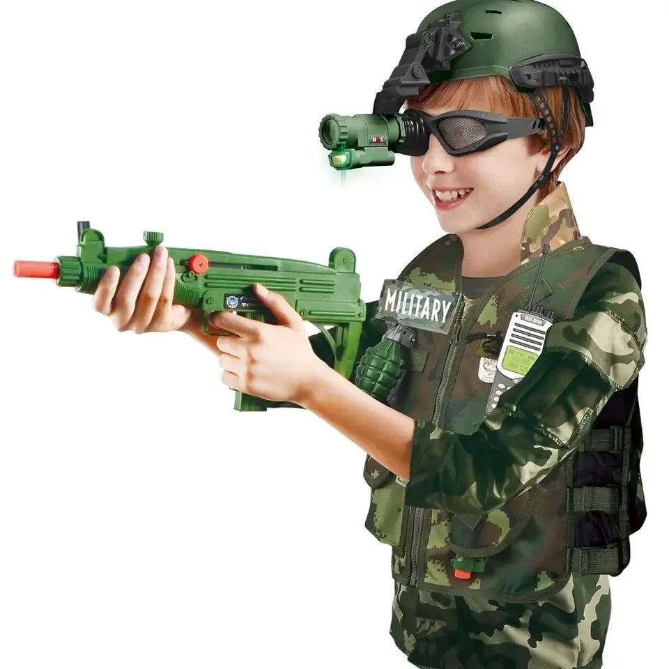 KTX-894419 Military Soldier Costume Play Set for Kids - Pretend Play Army Dress-Up Toys