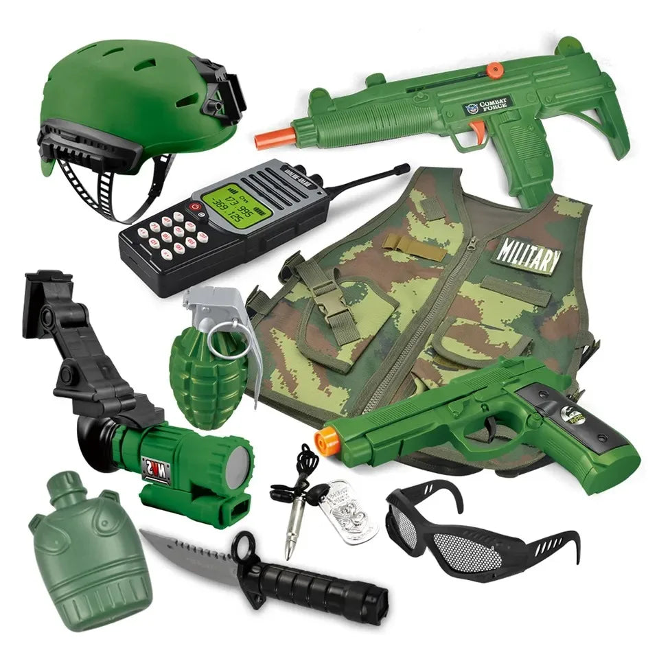 KTX-894419 Military Soldier Costume Play Set for Kids - Pretend Play Army Dress-Up Toys