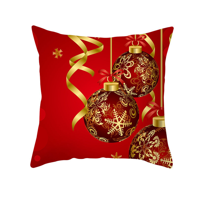 KTX-894419 Santa Elk Cartoon Lumbar Pillow Cover - Plush Cushion with Various Car Patterns (45x45cm)