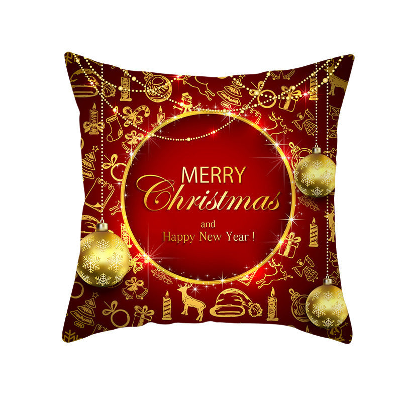 KTX-894419 Santa Elk Cartoon Lumbar Pillow Cover - Plush Cushion with Various Car Patterns (45x45cm)