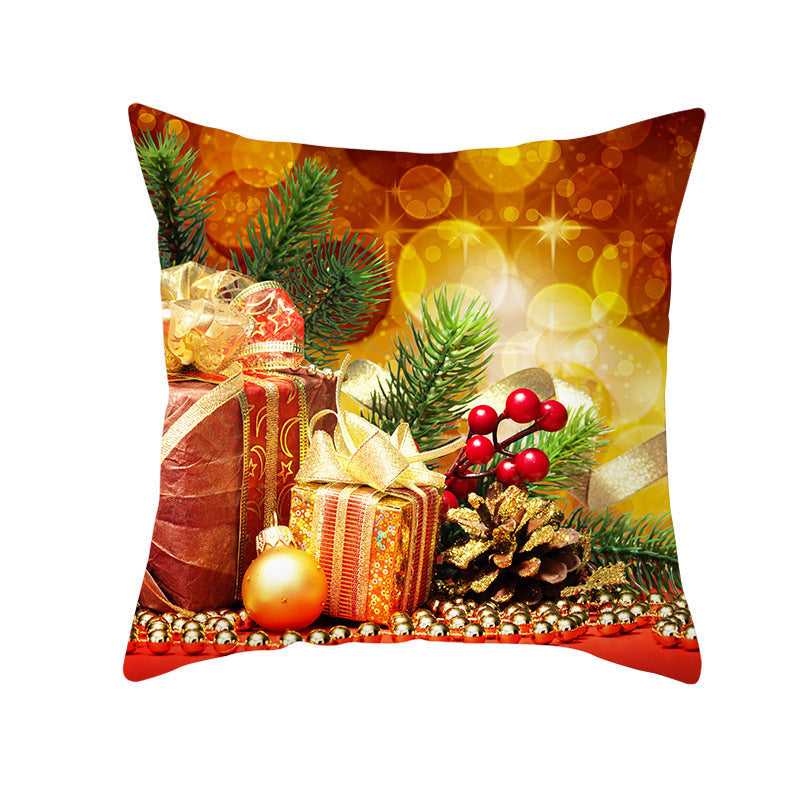 KTX-894419 Santa Elk Cartoon Lumbar Pillow Cover - Plush Cushion with Various Car Patterns (45x45cm)