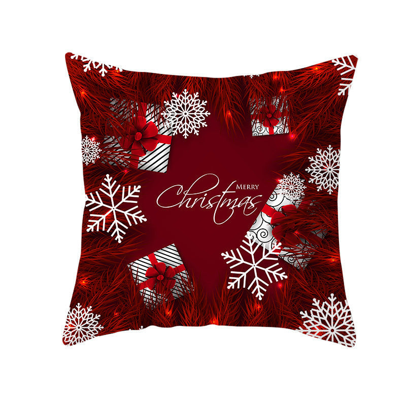 KTX-894419 Santa Elk Cartoon Lumbar Pillow Cover - Plush Cushion with Various Car Patterns (45x45cm)