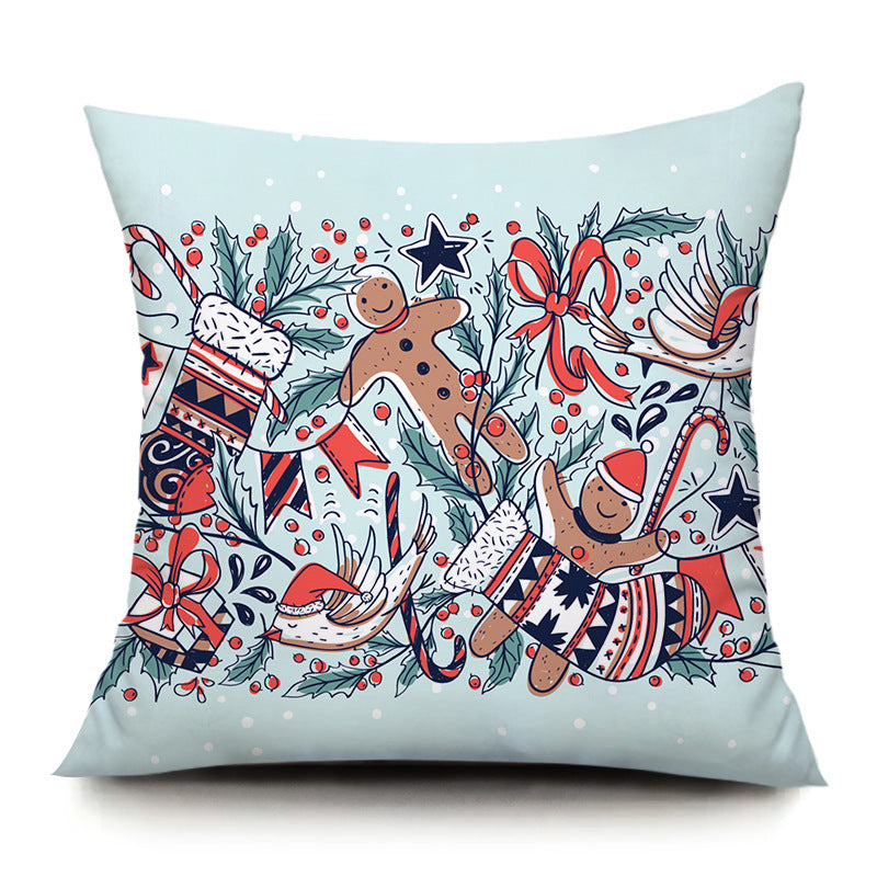 KTX-894419 Santa Elk Cartoon Lumbar Pillow Cover - Plush Cushion with Various Car Patterns (45x45cm)