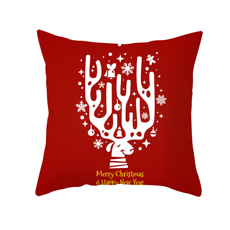 KTX-894419 Santa Elk Cartoon Lumbar Pillow Cover - Plush Cushion with Various Car Patterns (45x45cm)