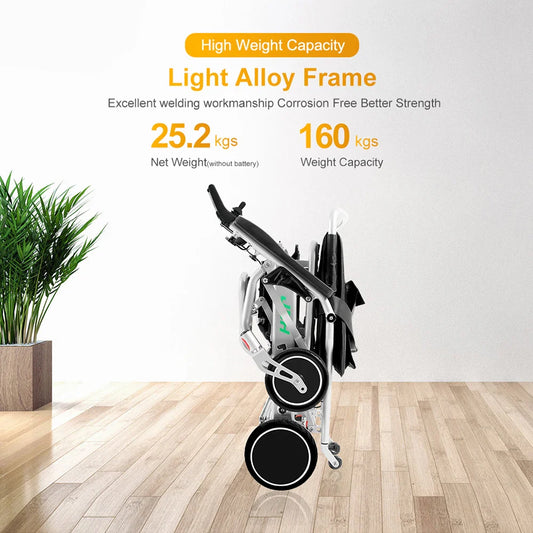 KTX-894611 Lightweight Folding Electric Wheelchair with Aluminum Alloy Frame for Elderly and Disabled Users