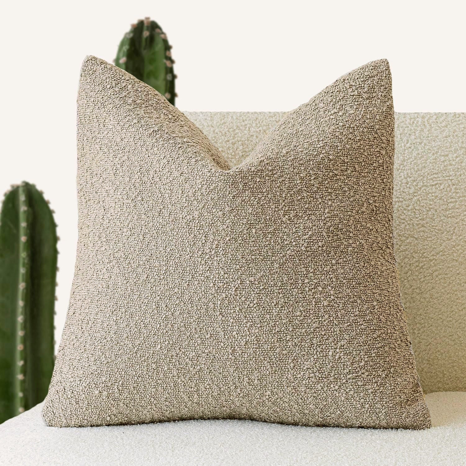 KTX-894739 Textured Boucle Throw Pillow Covers for Couch, Sofa, Chair - Soft Decorative Cushion Cases for Living Room and Bedroom