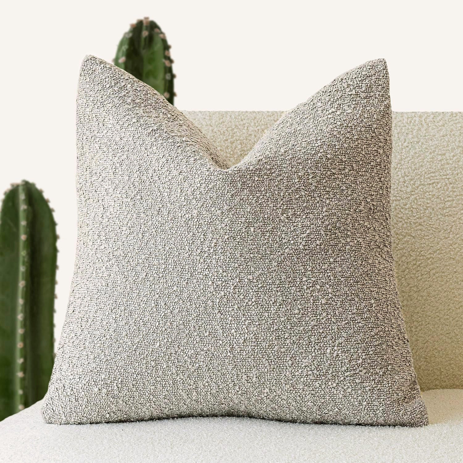 KTX-894739 Textured Boucle Throw Pillow Covers for Couch, Sofa, Chair - Soft Decorative Cushion Cases for Living Room and Bedroom