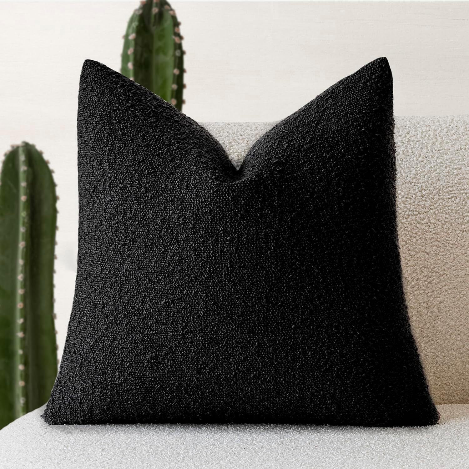 KTX-894739 Textured Boucle Throw Pillow Covers for Couch, Sofa, Chair - Soft Decorative Cushion Cases for Living Room and Bedroom