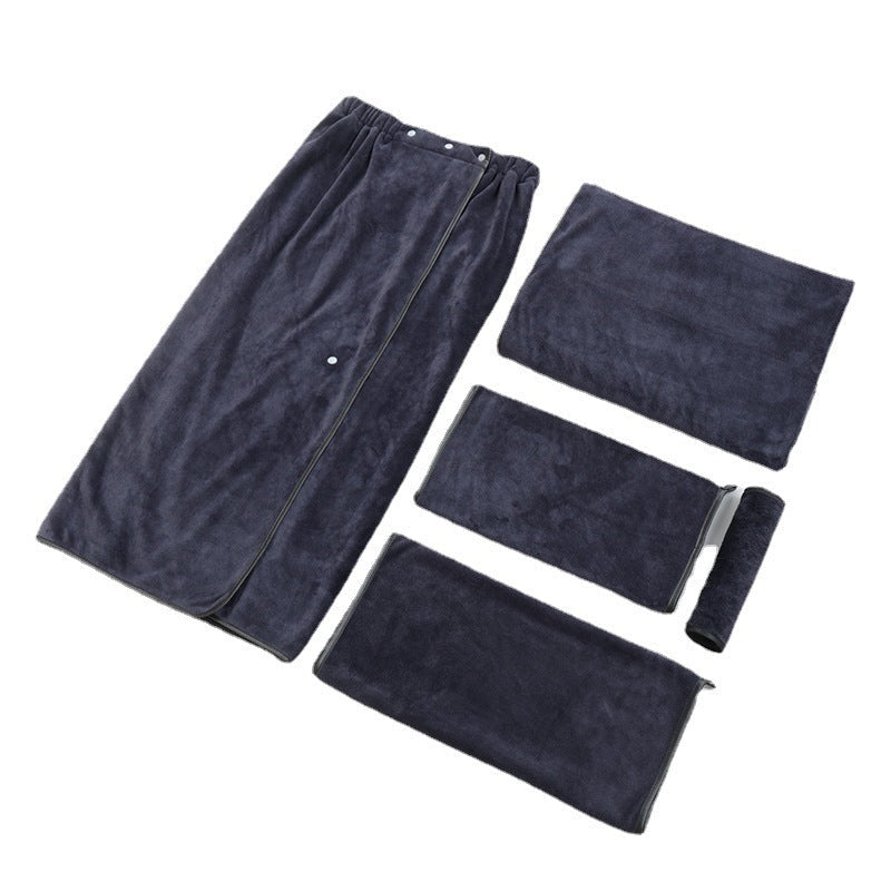 KTX-895315 Microfiber Towel Five-Piece Set in Hazy Purple, Dark Gray, Dark Pink, Light Purple, Ice Blue, Pearl White