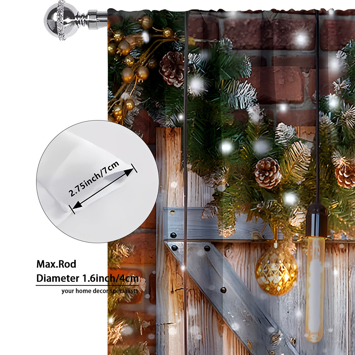 KTX-895443 Digital Printed Christmas Curtains - High Shading, Polyester, Multiple Designs and Sizes Available