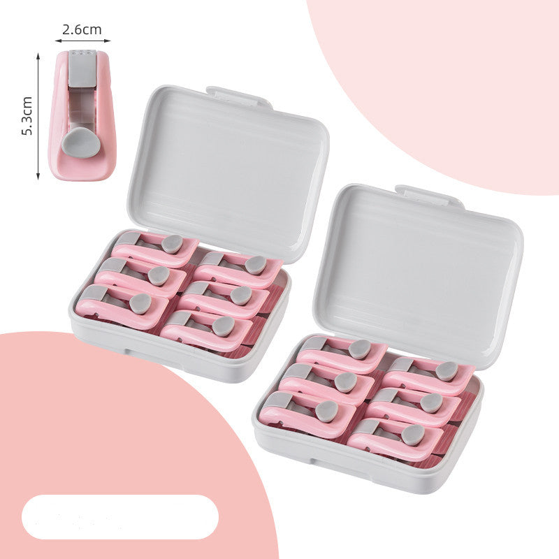 KTX-895571 Shell Needle-Free Quilt Clip Set - 6pcs, ABS Material, Compact Design in Lotus Root Powder, Mint Green, Pure White