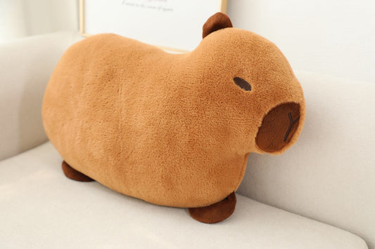 KTX-895699 Cute Animal Embroidered Capybara Plush Pillow - Cartoon Home Cushion (48x28cm)