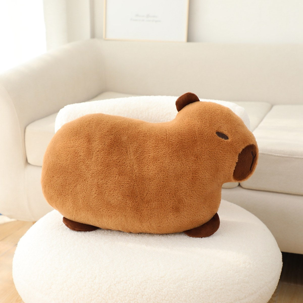 KTX-895699 Cute Animal Embroidered Capybara Plush Pillow - Cartoon Home Cushion (48x28cm)