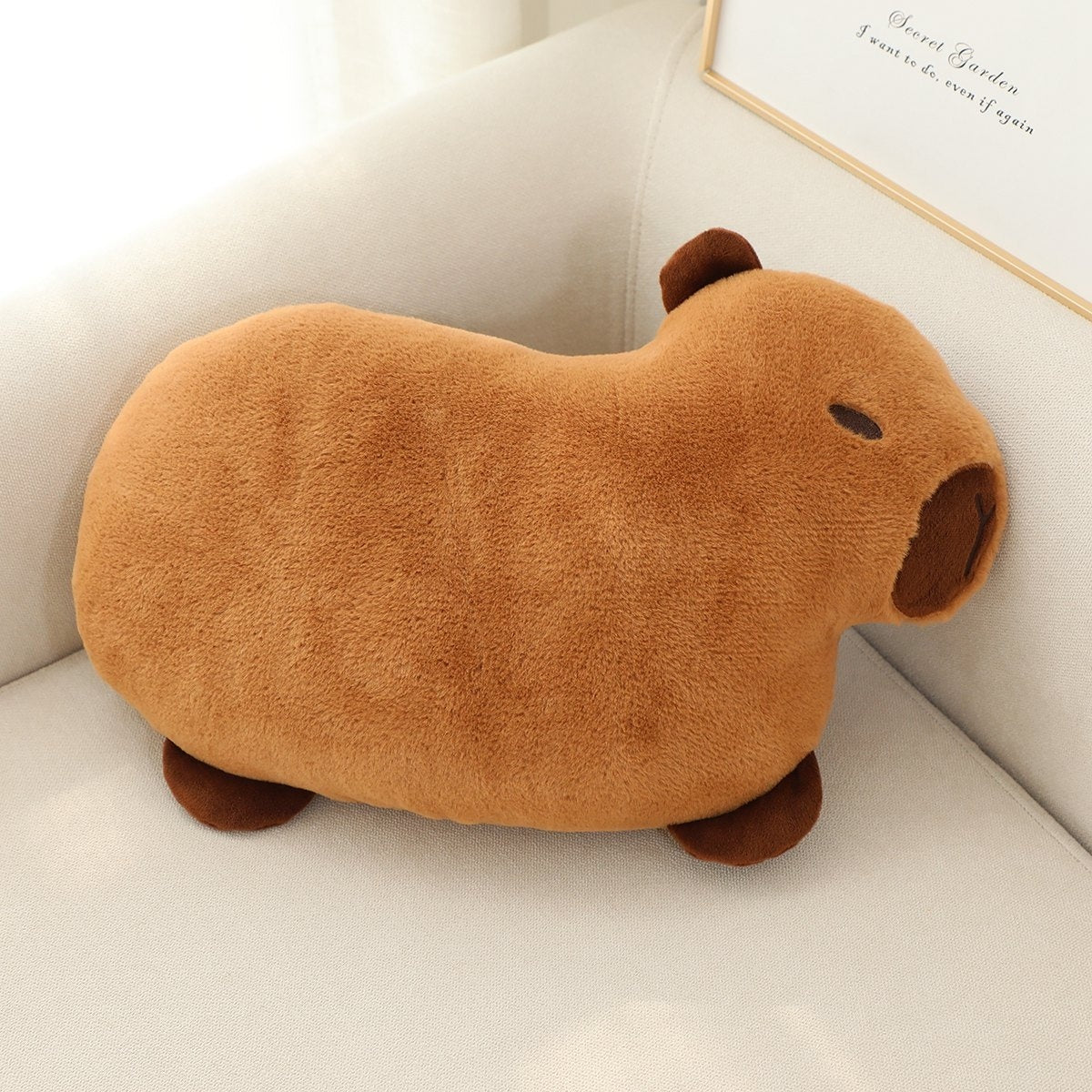 KTX-895699 Cute Animal Embroidered Capybara Plush Pillow - Cartoon Home Cushion (48x28cm)