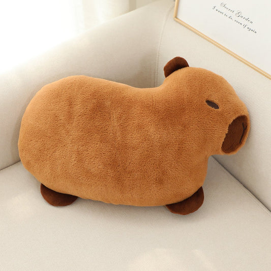 KTX-895699 Cute Animal Embroidered Capybara Plush Pillow - Cartoon Home Cushion (48x28cm)