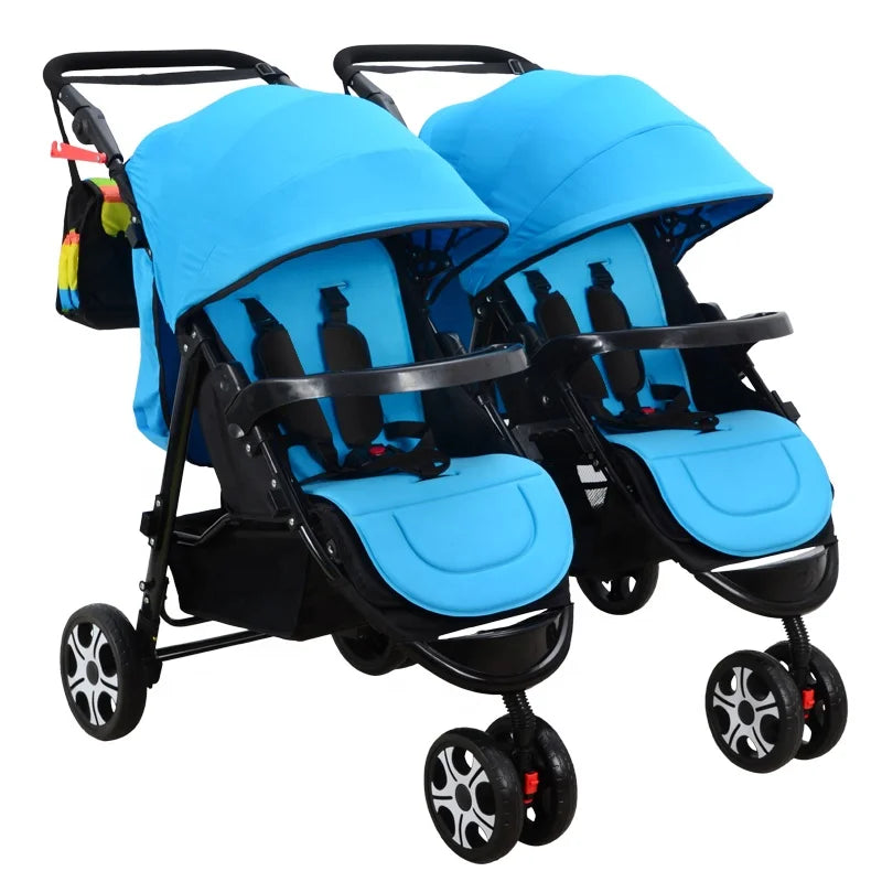 KTX-896083 Twin Baby Stroller with Adjustable Recline and Removable Canopy