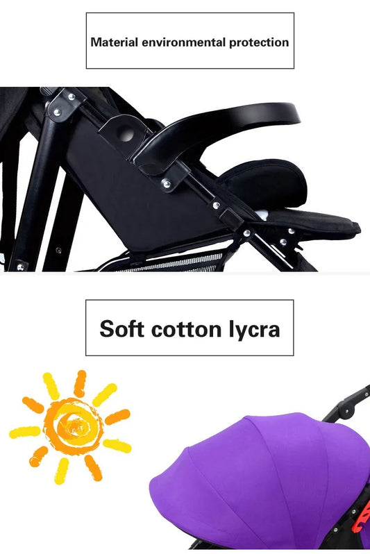 KTX-896083 Twin Baby Stroller with Adjustable Recline and Removable Canopy