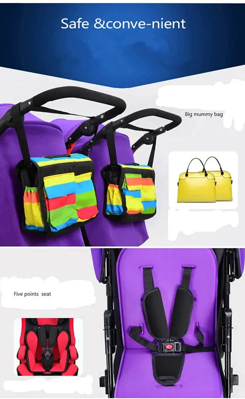 KTX-896083 Twin Baby Stroller with Adjustable Recline and Removable Canopy