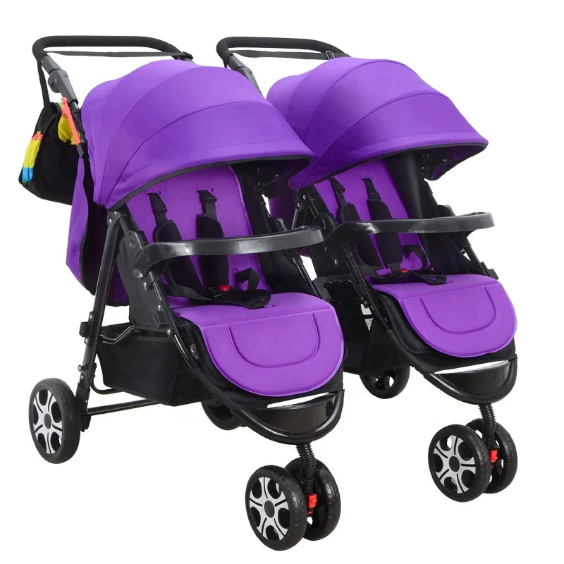 KTX-896083 Twin Baby Stroller with Adjustable Recline and Removable Canopy