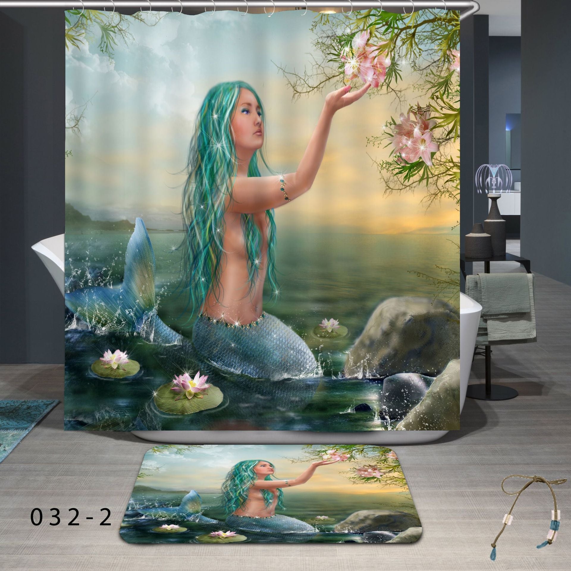 KTX-896595 Thick Waterproof Mildew-Resistant Shower Curtain with Copper Buttonholes - 1.8m x 1.8m