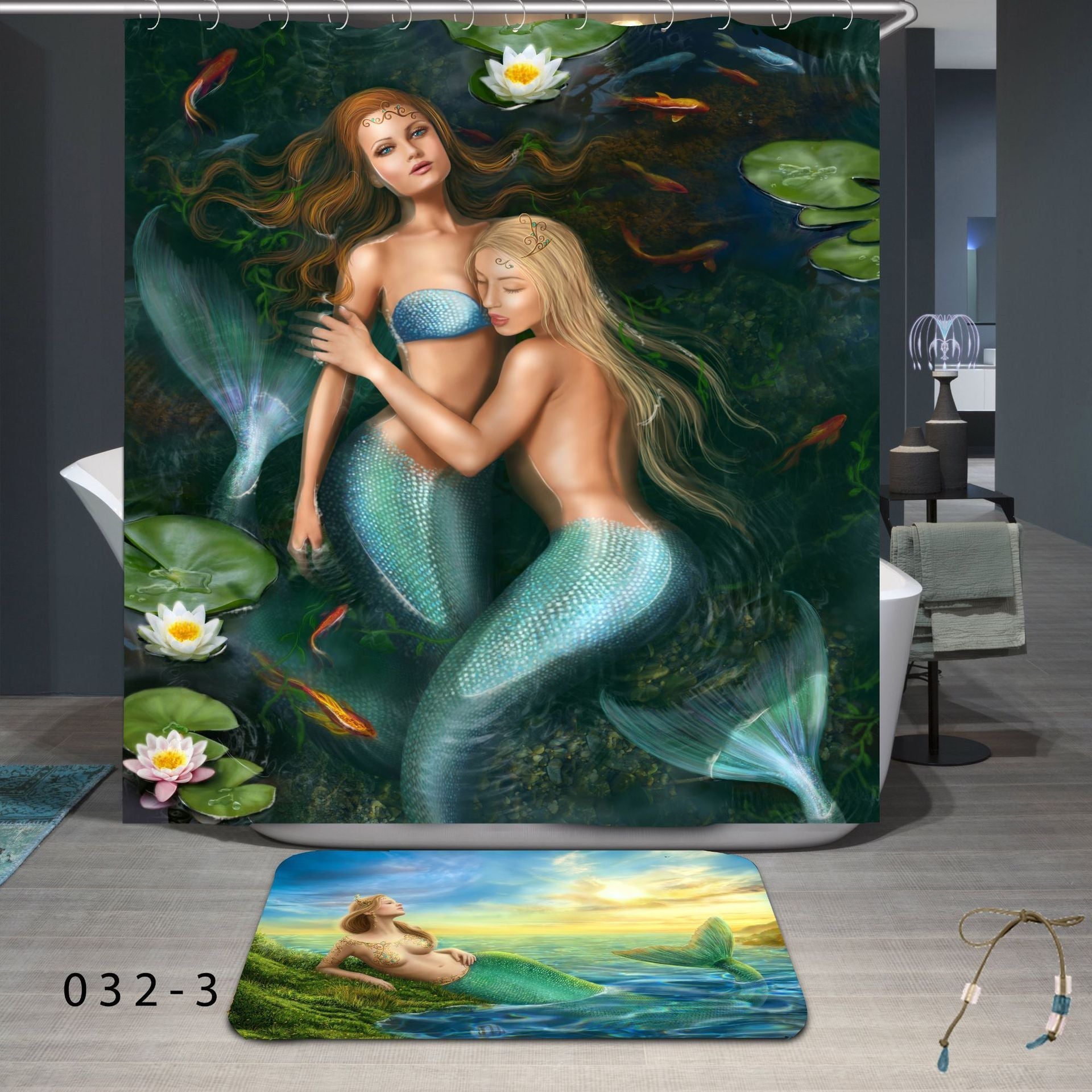 KTX-896595 Thick Waterproof Mildew-Resistant Shower Curtain with Copper Buttonholes - 1.8m x 1.8m