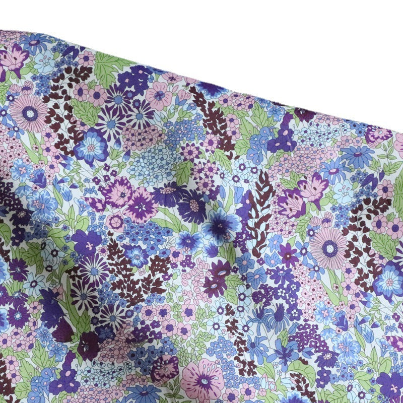 KTX-896723 CIARA Purple Floral Cotton Poplin Fabric, 1M x 1.45M, 100% Cotton