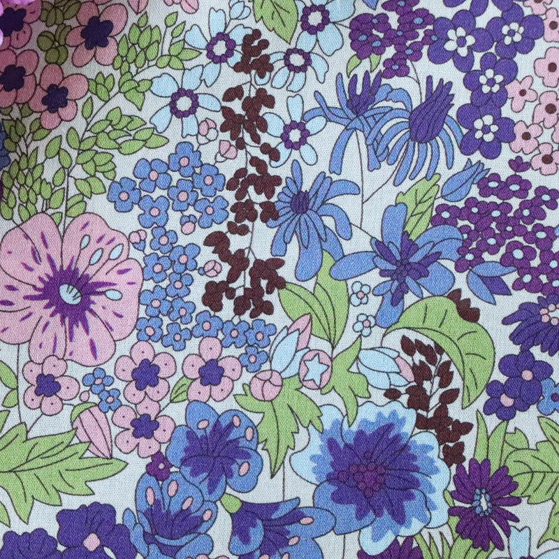 KTX-896723 CIARA Purple Floral Cotton Poplin Fabric, 1M x 1.45M, 100% Cotton