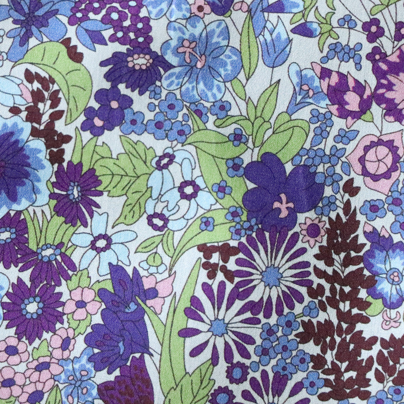 KTX-896723 CIARA Purple Floral Cotton Poplin Fabric, 1M x 1.45M, 100% Cotton