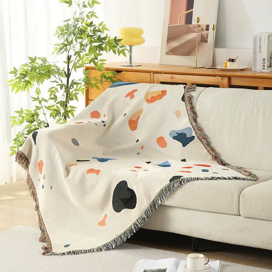 KTX-897363 Starry Sky Polyester Cotton Sofa Towel Cover Blanket for Modern Decor & Camping
