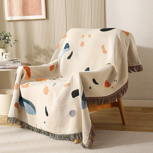 KTX-897363 Starry Sky Polyester Cotton Sofa Towel Cover Blanket for Modern Decor & Camping