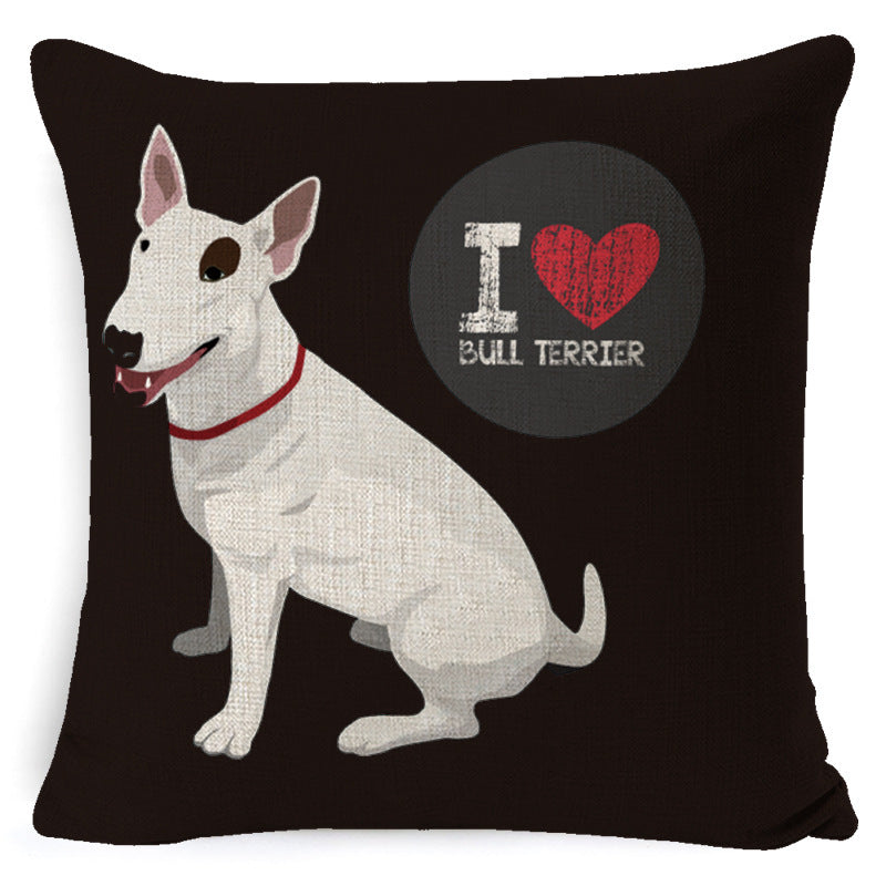 KTX-897875 Retro Nostalgia Dog Cartoon Pillow Cover – Linen with PP Cotton Filling