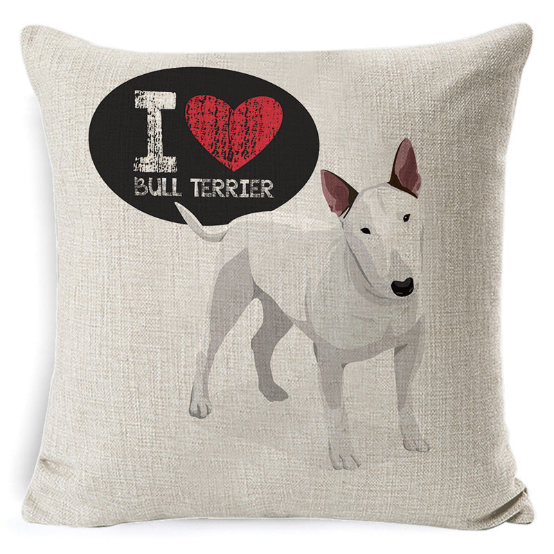KTX-897875 Retro Nostalgia Dog Cartoon Pillow Cover – Linen with PP Cotton Filling