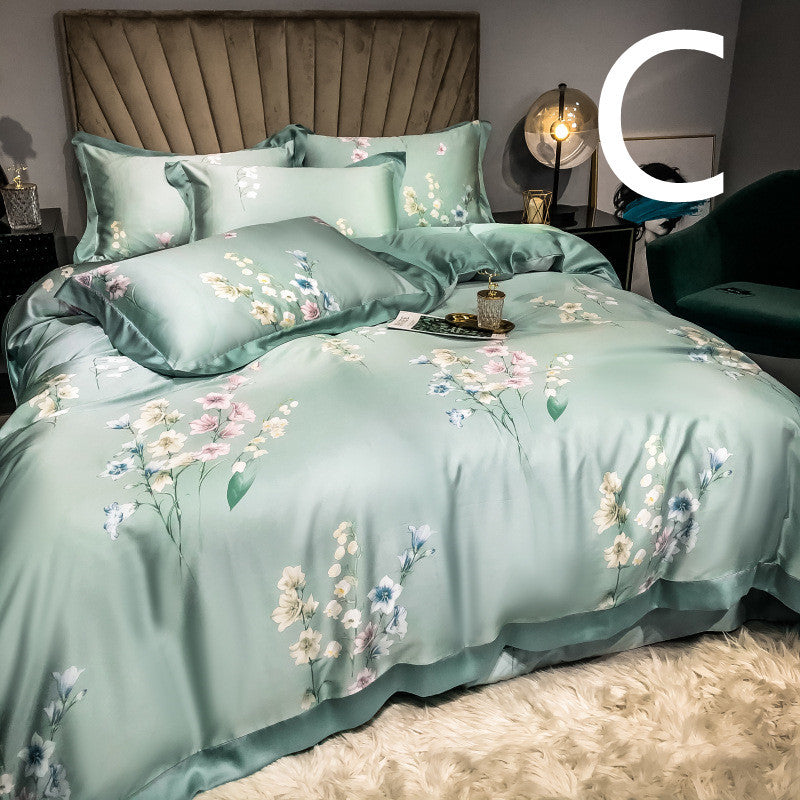 KTX-899027 Tencel Summer Quilt Set - 4-Piece Air-Conditioning Bedding, Breathable and Machine Washable