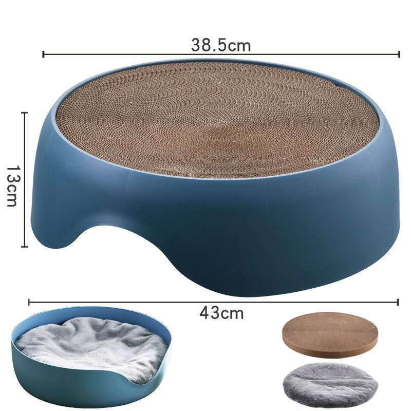 KTX-899475 All-Season Cat Nest and Scratching Bowl with Thick Plush Mat for Dual Use