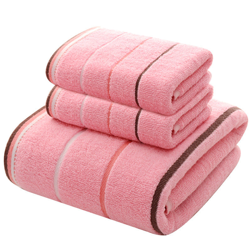KTX-899923 Soft Cotton Three-Piece Towel Set with Elegant Embroidery - Multiple Colors and Patterns Available