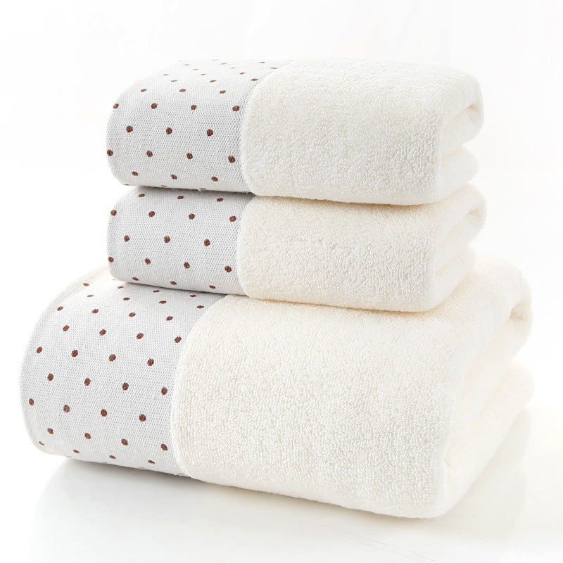 KTX-899923 Soft Cotton Three-Piece Towel Set with Elegant Embroidery - Multiple Colors and Patterns Available
