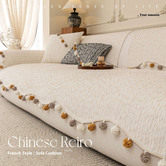 KTX-900243 Four Seasons Universal High-End Straight Seat Cushion Cover in Alice Fur Ball Colors