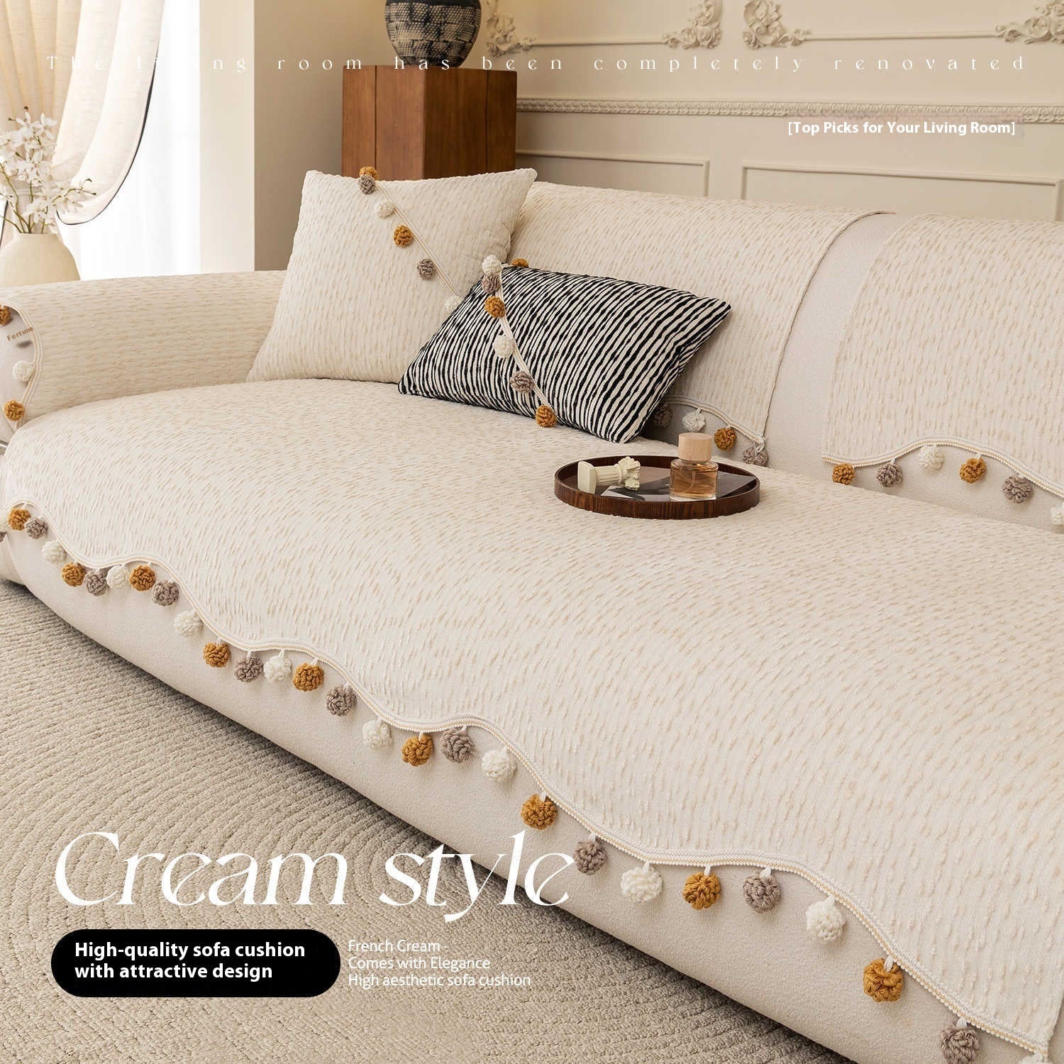 KTX-900243 Four Seasons Universal High-End Straight Seat Cushion Cover in Alice Fur Ball Colors