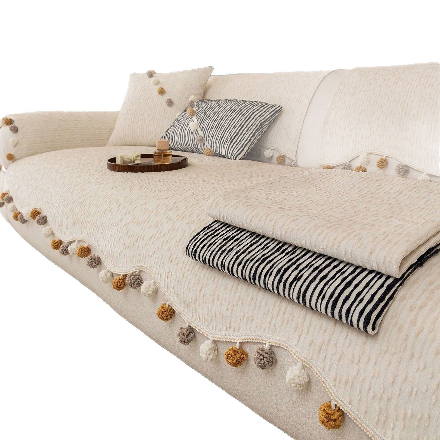 KTX-900243 Four Seasons Universal High-End Straight Seat Cushion Cover in Alice Fur Ball Colors