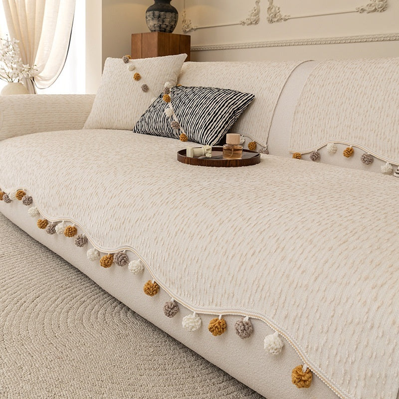 KTX-900243 Four Seasons Universal High-End Straight Seat Cushion Cover in Alice Fur Ball Colors