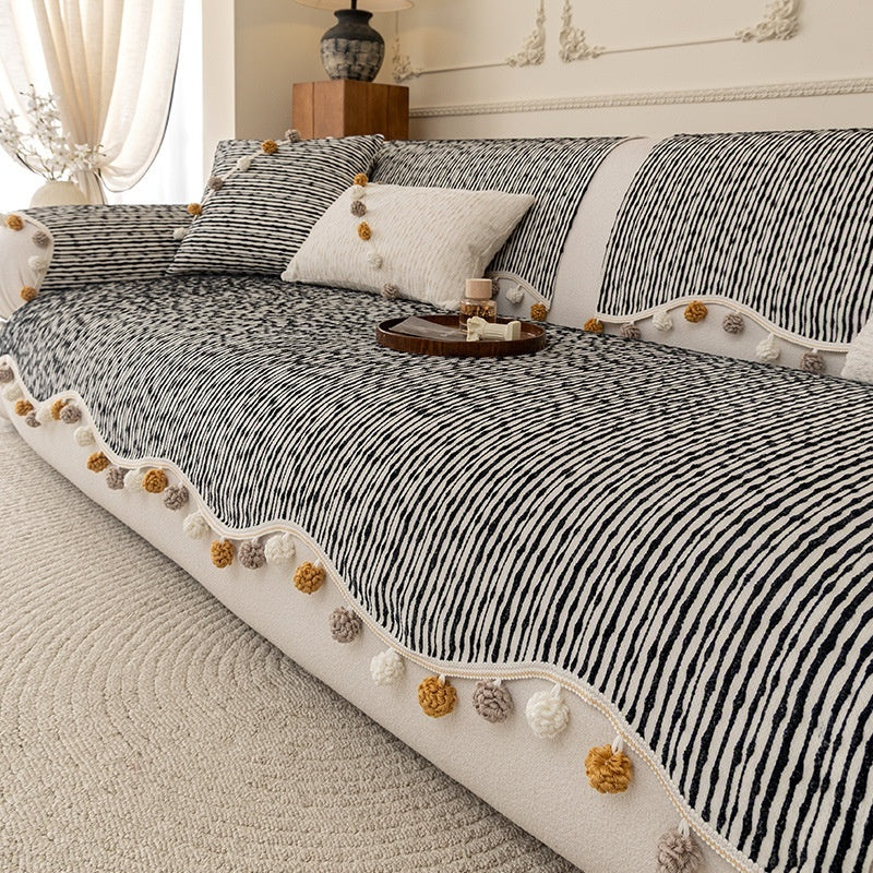 KTX-900243 Four Seasons Universal High-End Straight Seat Cushion Cover in Alice Fur Ball Colors