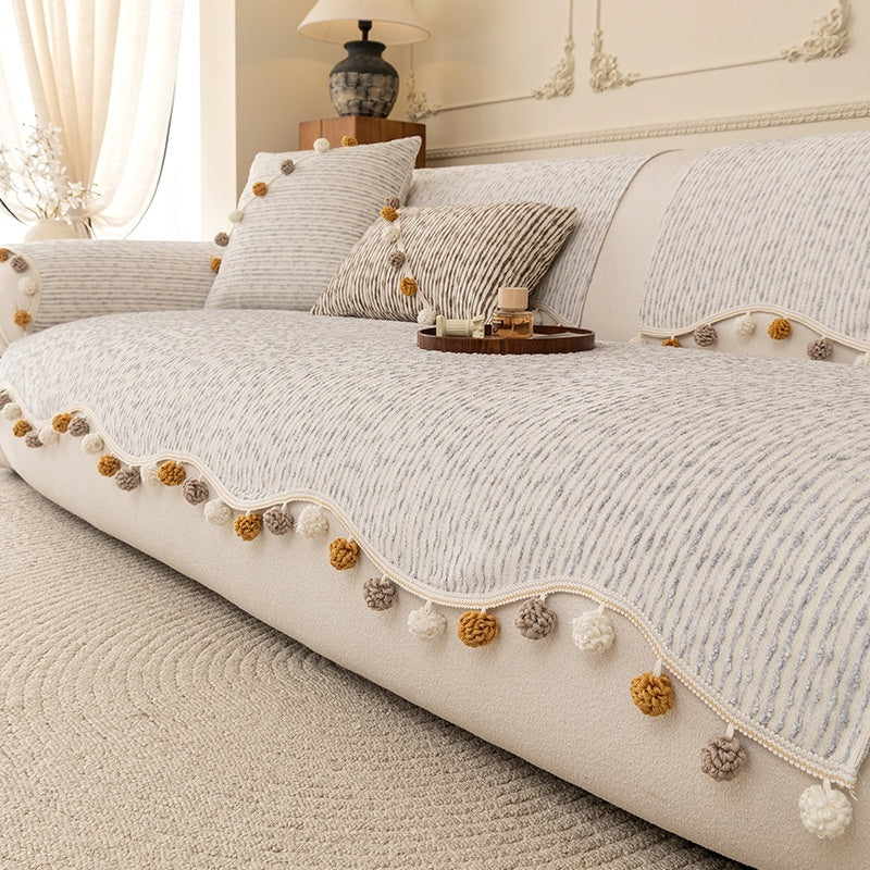 KTX-900243 Four Seasons Universal High-End Straight Seat Cushion Cover in Alice Fur Ball Colors