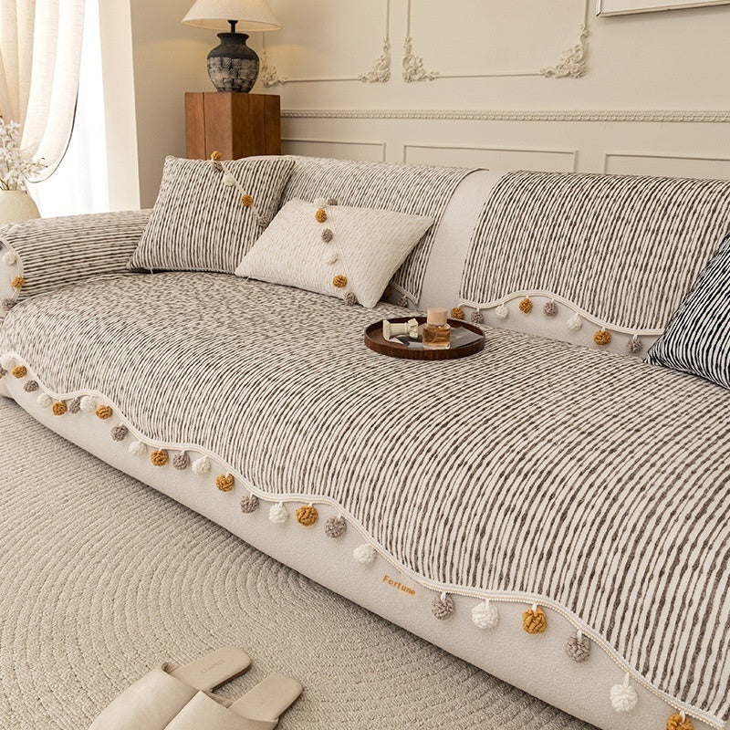 KTX-900243 Four Seasons Universal High-End Straight Seat Cushion Cover in Alice Fur Ball Colors