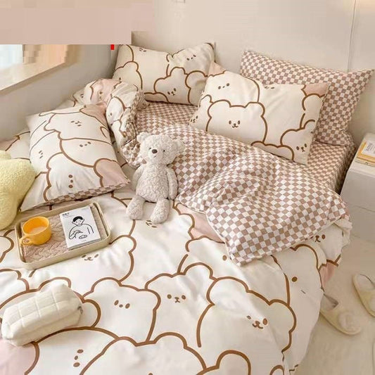 KTX-900499 Cartoon Bear Four-Piece Bedding Set with Quilt Cover in Various Sizes