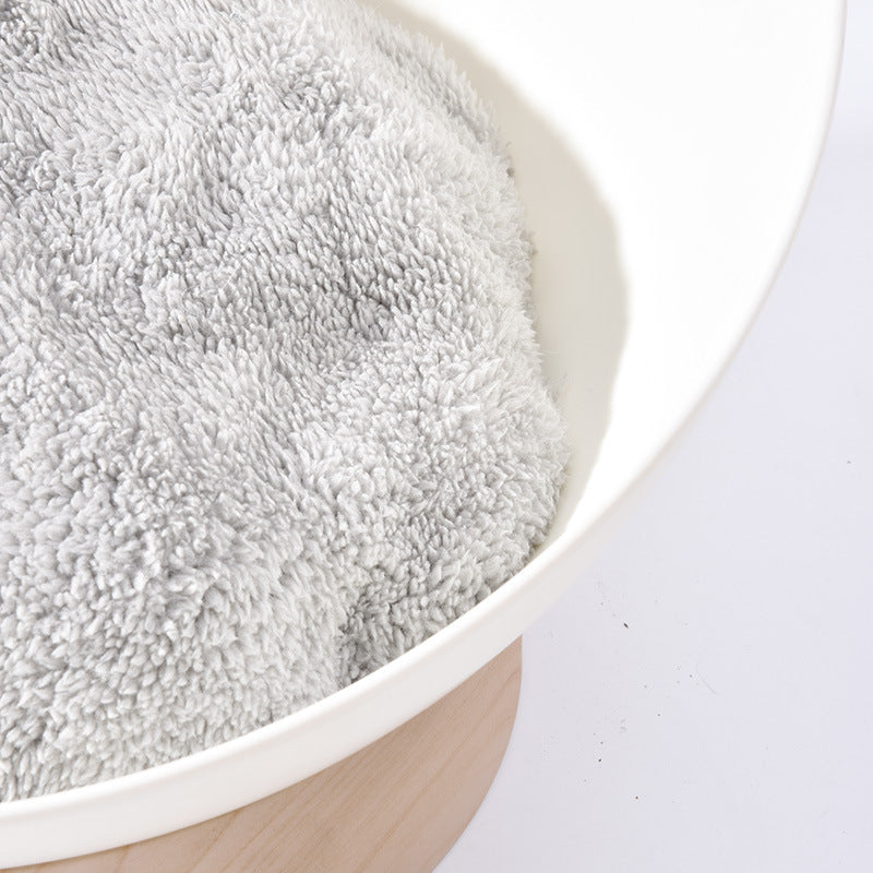 KTX-900627 Open Cat Nest with White Wood Grain Base - Durable Plastic Pet Bed